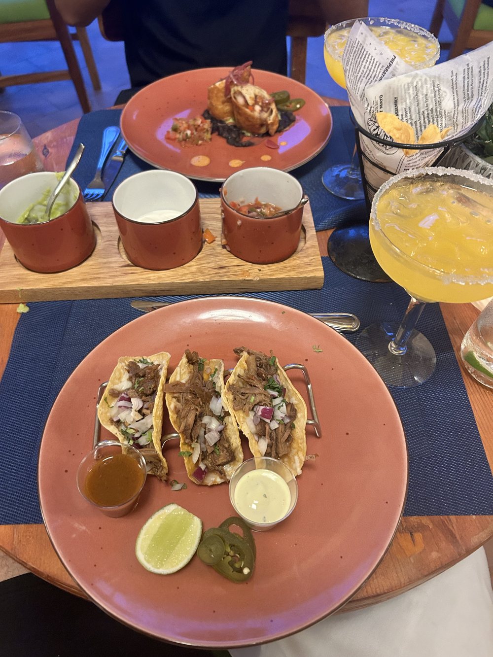 Tacos and margaritas at an all-inclusive restaurant