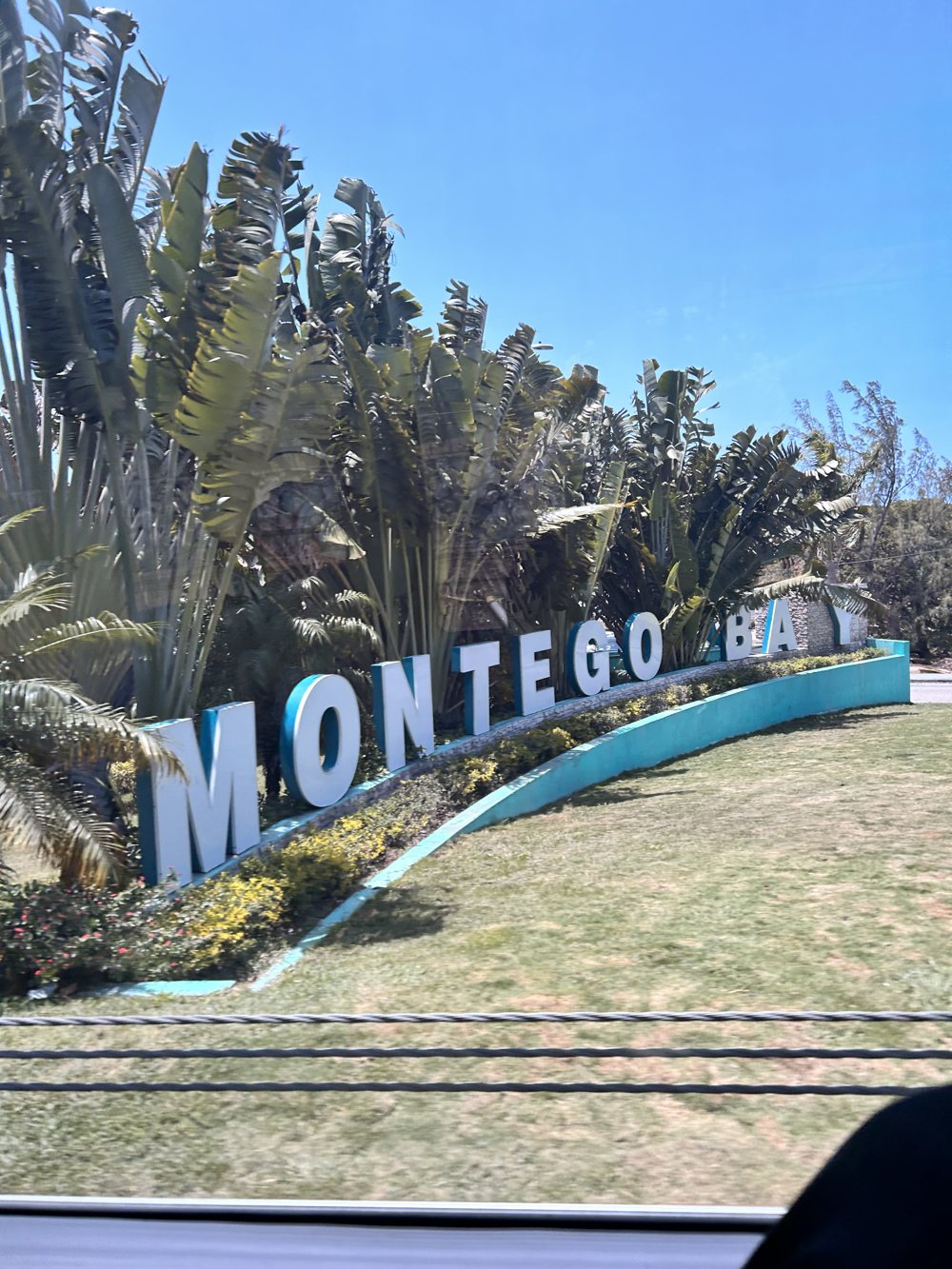 The Montego Bay sign on the drive in from the airport
